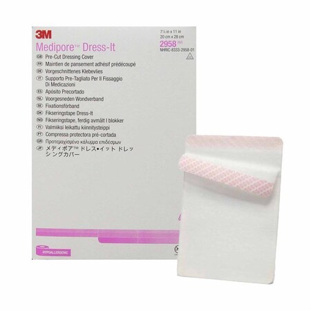3M Medipore Dressing Retention Tape with Liner White 7-7/8 X 11 Inch Soft Cloth NonSterile, 25PK 2958